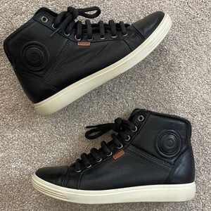 Ecco Soft 7 Black Leather Sneakers Ladies 37